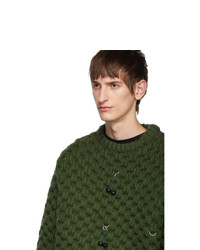 Raf Simons Khaki Wool Cherry Honey Stitch Sweater