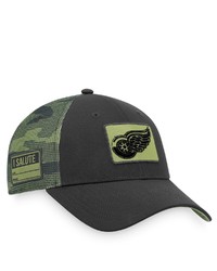 FANATICS Branded Blackcamo Detroit Red Wings Military Appreciation Adjustable Hat