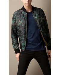 Burberry Reversible Abstract Camouflage Print Bomber Jacket