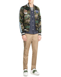 Valentino Camo Print Bomber Jacket With Patches