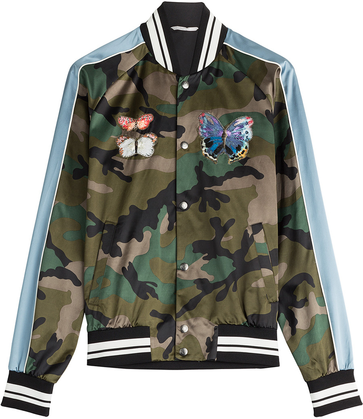 Seraph få binde Valentino Camo Print Bomber Jacket With Patches, $3,305 | STYLEBOP.com |  Lookastic