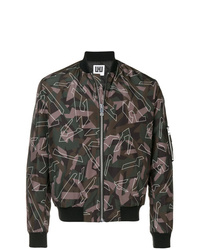 Les Hommes Urban Camouflage Print Bomber Jacket