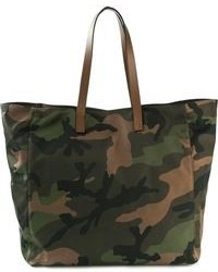 Dark Green Camouflage Canvas Tote Bag