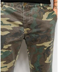 Asos Brand Slim Chinos With All Over Camo Print