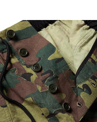 Dries Van Noten Camouflage Print Cotton And Linen Blend Shorts