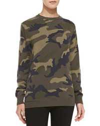 Valentino Camo Cashmere Knit Pullover Sweatshirt, $1,650 | Neiman 