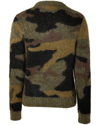 Michael Kors Michl Kors Mohair Wool Blend Camouflage Pullover In Military