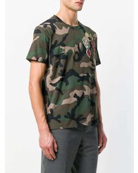 Valentino Badge Appliqud Camouflage T Shirt