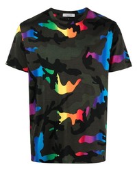 Valentino Camouflage Print Crew Neck T Shirt