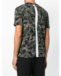 Les Hommes Urban Graphic Camouflage Print T Shirt