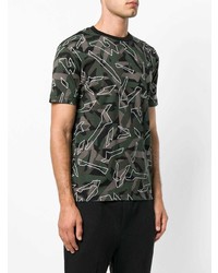 Les Hommes Urban Graphic Camouflage Print T Shirt