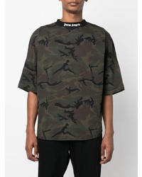 Palm Angels Logo Band Camouflage Print T Shirt