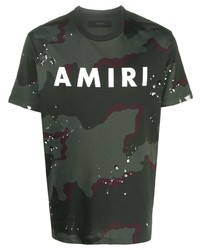 Amiri Logo Print Camouflage Pattern T Shirt