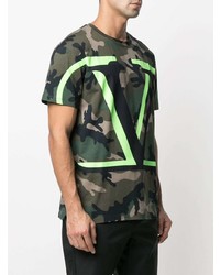 Valentino Vlogo Camouflage Print T Shirt