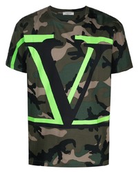 Valentino Vlogo Camouflage Print T Shirt