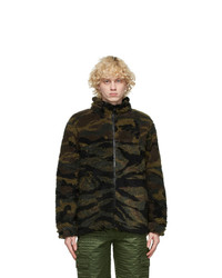 Dark Green Camouflage Fleece Zip Sweater