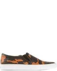 Dark Green Camouflage Leather Sneakers