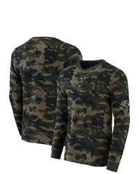 NFL X DARIUS RUCKE R Collection By Fanatics Camo Baltimore Ravens Thermal Henley Long Sleeve T Shirt
