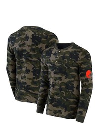 NFL X DARIUS RUCKE R Collection By Fanatics Camo Cleveland Browns Thermal Henley Long Sleeve T Shirt