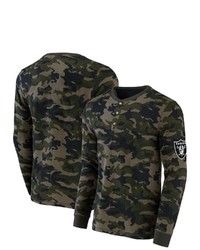 NFL X DARIUS RUCKE R Collection By Fanatics Camo Las Vegas Raiders Thermal Henley Long Sleeve T Shirt