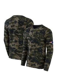 NFL X DARIUS RUCKE R Collection By Fanatics Camo New England Patriots Thermal Henley Long Sleeve T Shirt