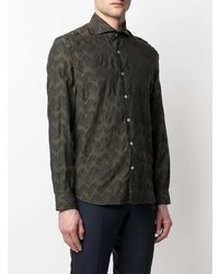 Canali Camouflage Pattern Shirt