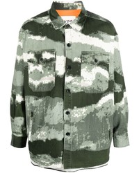 YOUNG POETS Camouflage Print Logo Embroidered Shirt