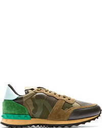 Valentino Green Brown Camo Sneakers