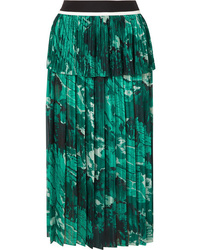 Dark Green Camouflage Midi Skirt