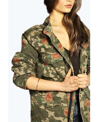 Boohoo Jane Floral Camouflage Utility Jacket