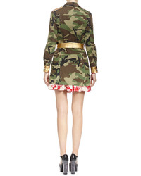 Saint Laurent Camouflage Belted Military Style Jacket