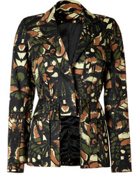 McQ by Alexander McQueen Camouflage Wing Print Cotton Cutaway Blazer