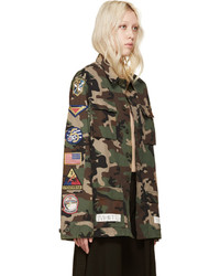 Off-White Green Brown Camouflage Sahariana Jacket