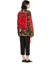 Off White Green Camo Military Jacket