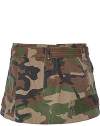 Marc Jacobs Camouflage Print Cotton Twill Mini Skirt Army Green