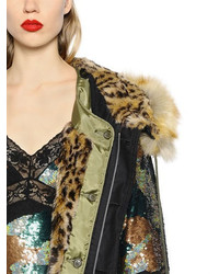 Ashish Camouflage Sequined Faux Fur Parka