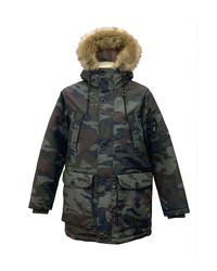 Sean John Water Resistant Camo Hooded Parka With Faux