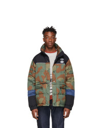 Off-White Green And Brown Camo Down Puffer Jacket