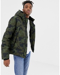 YOURTURN Padded Jacket In Camo With Faux Fur Lined Hood