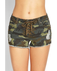 Forever 21 Lace Up Camo Shorts