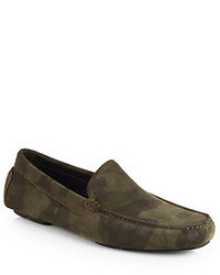 Dark Green Camouflage Suede Driving Shoes