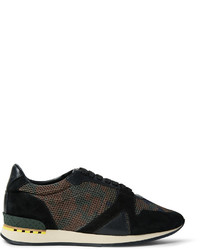 Dark Green Camouflage Suede Sneakers