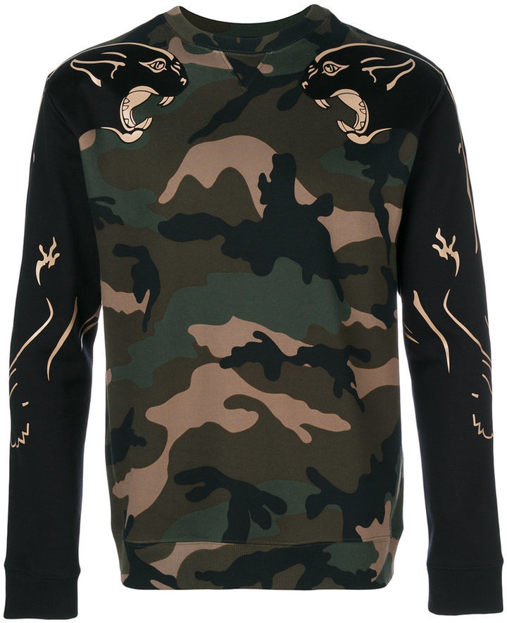 Hysterisk morsom forslag dyr Valentino Camouflage Panther Sweatshirt, $1,350 | farfetch.com | Lookastic