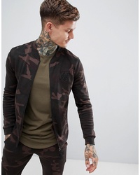 Dark Green Camouflage Zip Sweater