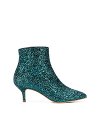 Dark Green Canvas Ankle Boots