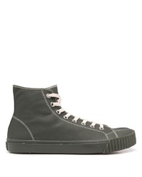 Maison Margiela Contrasting Stitch Detail High Top Sneakers