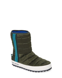 Dark Green Canvas Snow Boots