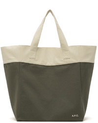 A.P.C. Green Beige Marty Tote