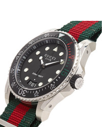 Gucci Dive 45mm Stainless Steel And Webbing Watch