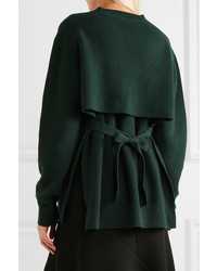 Proenza Schouler Split Front Wool Silk And Cashmere Blend Sweater Dark Green